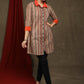 Smart Striped cotton shirt tunic - Ajrakh floral jacket Optional