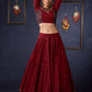 Maroon Cotton Lehenga With All Over Mirror Work & Embroidered Blouse With Matching Dupatta.