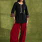 Black Cotton Ikkat Combination Top - Pant Optional