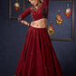 Maroon Cotton Lehenga With All Over Mirror Work & Embroidered Blouse With Matching Dupatta.