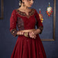 Maroon Cotton Lehenga With All Over Mirror Work & Embroidered Blouse With Matching Dupatta.