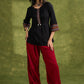 Black Cotton Ikkat Combination Top - Pant Optional