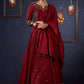 Maroon Cotton Lehenga With All Over Mirror Work & Embroidered Blouse With Matching Dupatta.