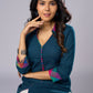 Elegant Casual Teal Cotton Tunic Pant Additional