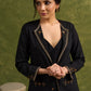 Artisanal Elegance : Black Cotton Jacket With Kantha Stitch Embroidery & Hidden Pockets