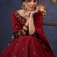 Maroon Cotton Lehenga With All Over Mirror Work & Embroidered Blouse With Matching Dupatta.