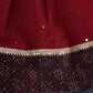 Maroon Cotton Lehenga With All Over Mirror Work & Embroidered Blouse With Matching Dupatta.