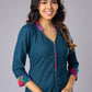 Elegant Casual Teal Cotton Tunic Pant Additional