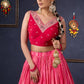 Pretty Pink Shibori Lehenga With Stone Embellishments On The Blouse & Matching Dupatta.