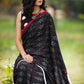 Exclusive Ikat & white cotton silk pallu combination saree