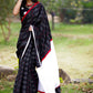 Exclusive Ikat & white cotton silk pallu combination saree