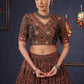 Elegant Maroon & Black Ajrakh Lehenga With Matching Blouse & Dupatta.