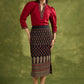 Maroon Cotton Pleated Top With Ajrakh Detailing- Skirt Optional