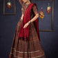 Elegant Maroon & Black Ajrakh Lehenga With Matching Blouse & Dupatta.