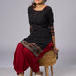 Elegant Cotton Black Ikat Combination Tunic Pant Additional