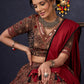 Elegant Maroon & Black Ajrakh Lehenga With Matching Blouse & Dupatta.