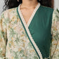 Graceful bottle green printed cotton overlap dress highlighted with macrame lace