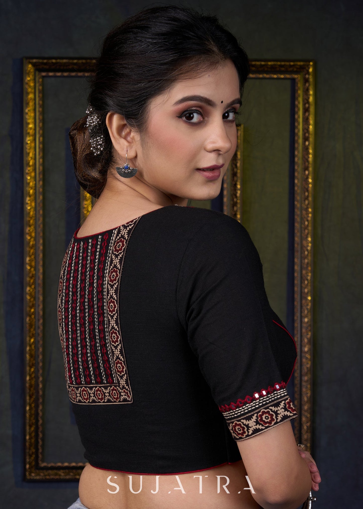 Beautiful Black Embroidered Designer Blouse