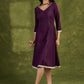 Elegant Plum Cotton Dress. Plum Hue With Detailed Stitch Accents