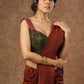 Cotton Ajrakh block-printed blouse with sweetheart neckline & shoulder straps