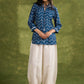 Blue Rayon Printed Top With Tie Neck Details - Pant Optional