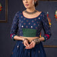 Exclusive Navy Blue Mirror Work Lehenga With Matching Blouse & Dupatta