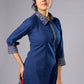 Classic Navy Blue Cotton Tunic with Stylish Collar - Pant Additional