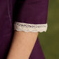 Elegant Plum Cotton Dress. Plum Hue With Detailed Stitch Accents