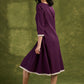 Elegant Plum Cotton Dress. Plum Hue With Detailed Stitch Accents