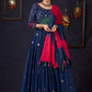 Exclusive Navy Blue Mirror Work Lehenga With Matching Blouse & Dupatta