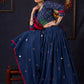 Exclusive Navy Blue Mirror Work Lehenga With Matching Blouse & Dupatta