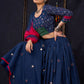 Exclusive Navy Blue Mirror Work Lehenga With Matching Blouse & Dupatta