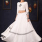 Elegant White Silk Lehenga In Black Embroidery With Matching Blouse & Dupatta