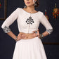 Elegant White Silk Lehenga In Black Embroidery With Matching Blouse & Dupatta