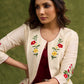 Elegant And Effortless Ivory Colour Embroidered Jacket With Hidden Pockets   Dress Optional