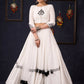 Elegant White Silk Lehenga In Black Embroidery With Matching Blouse & Dupatta