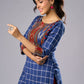 Attractive Blue Cotton Ikat combination Tunic- Pant Additional