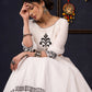 Elegant White Silk Lehenga In Black Embroidery With Matching Blouse & Dupatta