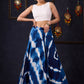 Graceful Navy Blue Shibori Self-Embroidered Lehenga With Contrast Blouse & Matching Dupatta.