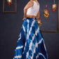 Graceful Navy Blue Shibori Self-Embroidered Lehenga With Contrast Blouse & Matching Dupatta.