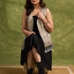 Grey Gold Luxe Brocade Sleeveless Jacket With Tassel’s For Elevated Style   Dress Optional