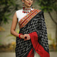 Exclusive ikat & chanderi combination saree with kutchi mirror work border