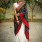 Exclusive ikat & chanderi combination saree with kutchi mirror work border