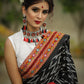 Exclusive ikat & chanderi combination saree with kutchi mirror work border