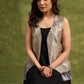 Grey Gold Luxe Brocade Sleeveless Jacket With Tassel’s For Elevated Style   Dress Optional