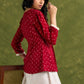 Maroon Pleated Bandhani Print Rayon Top With Lace Detailing And Mandarin Collar - Pant Optional