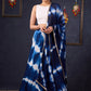 Graceful Navy Blue Shibori Self-Embroidered Lehenga With Contrast Blouse & Matching Dupatta.