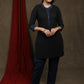 Classy Black cotton tunic with kalamkari jacket - Pant Optional