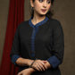 Classy Black cotton tunic with kalamkari jacket - Pant Optional