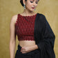 Elegant Maroon Ikaat Sleeveless Blouse with Golden Gota-Patti Detailing & Smart Back